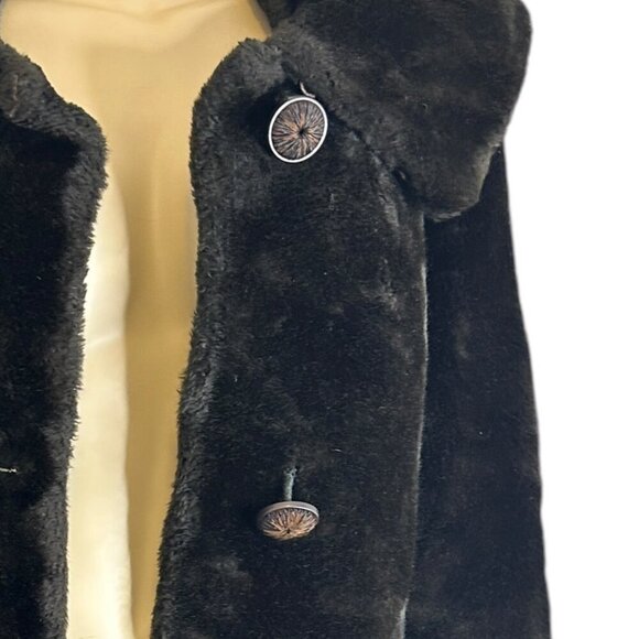 Vintage 50s Brown Faux Fur Coat Hollywood Retro Glam Mob Wife Retro Chic‎ Sz L - Picture 5 of 11